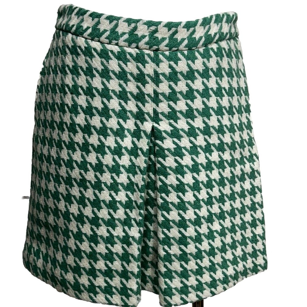 Paul & Joe for Target Mini Skirt Womens‎ 5 Green Houndstooth Wool Blend Pleated